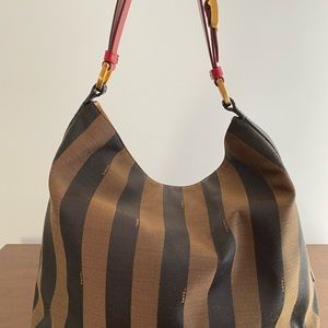 FENDI - Pequin Hobo Tobacco Red